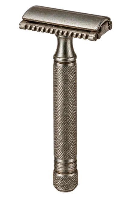 Vintage Safety Razor with Textured Handle