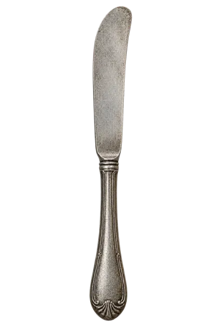 Vintage silver butter knife isolated on dark background