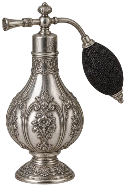 Vintage silver perfume atomizer with black bulb
