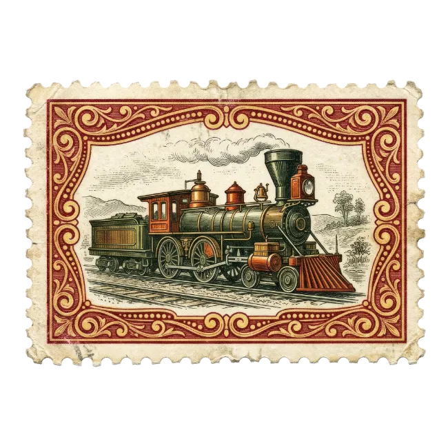 Vintage Steam Locomotive Postage Stamp