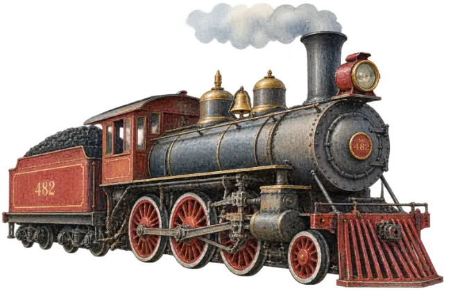 Vintage Steam Locomotive Watercolor Illustration