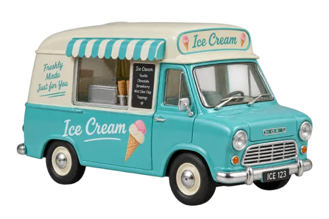 Vintage turquoise ice cream truck model