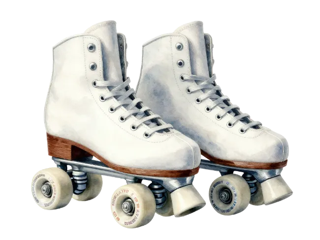 Vintage White Quad Roller Skates
