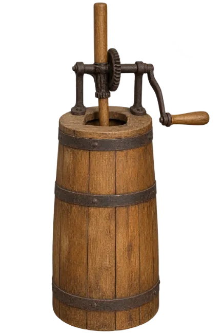Vintage Wooden Butter Churn with Crank