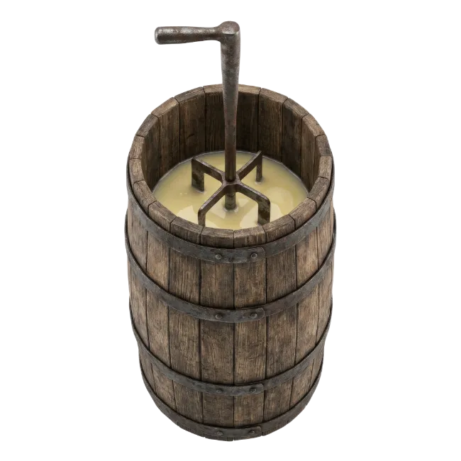 Vintage Wooden Butter Churn with Cream