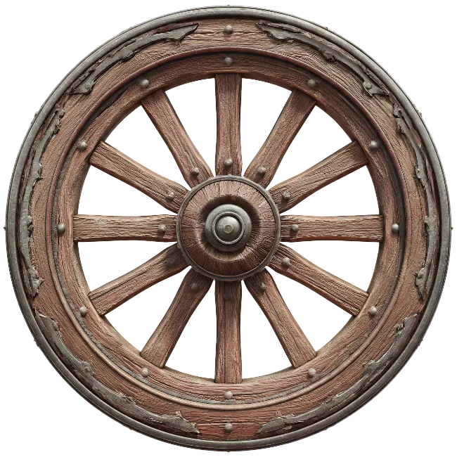 Vintage Wooden Cart Wheel with Iron Rim