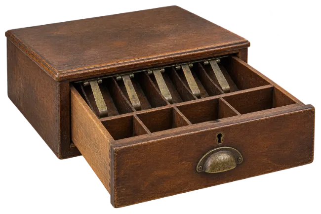Vintage Wooden Cash Drawer with Open Compartments