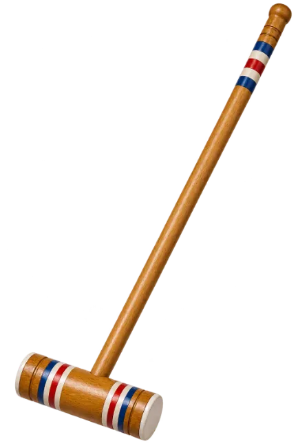 Vintage Wooden Croquet Mallet with Striped Handle
