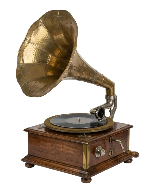 Vintage Wooden Gramophone Record Player