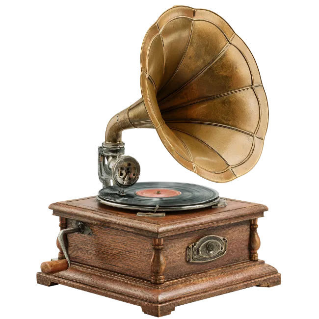 Vintage Wooden Gramophone Record Player