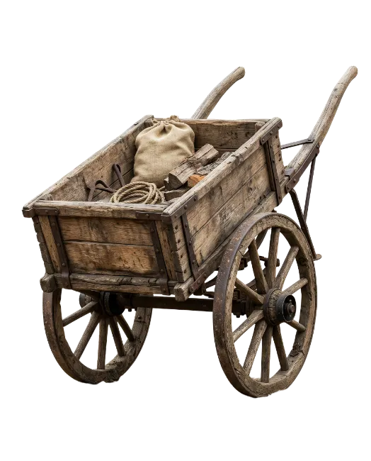 Vintage Wooden Handcart with Cargo