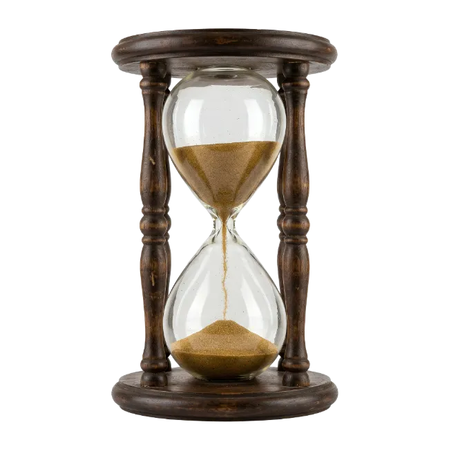 Vintage Wooden Hourglass With Flowing Sand