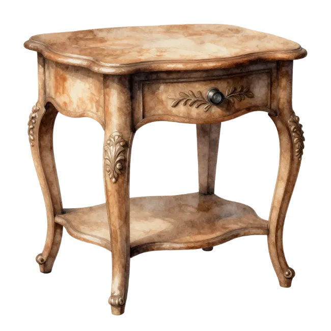 Vintage Wooden Nightstand with Drawer