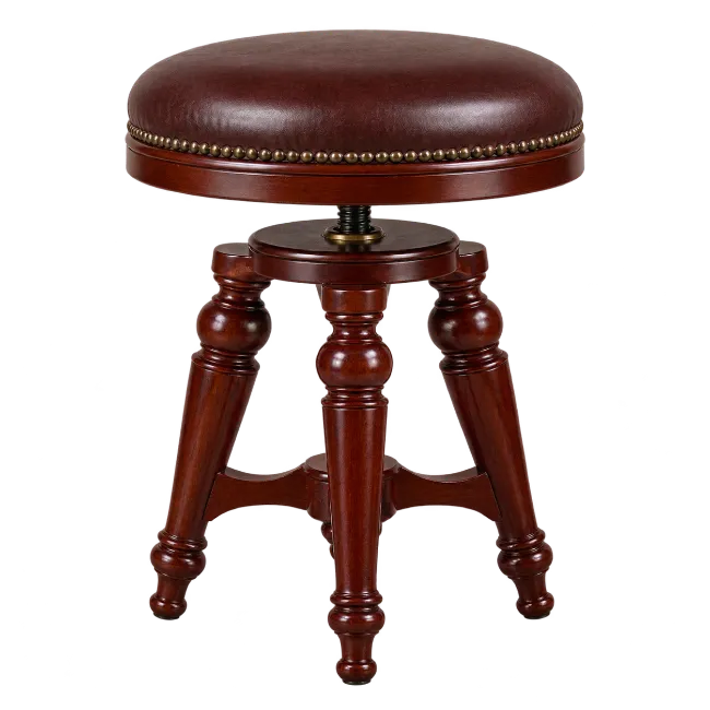 Vintage Wooden Piano Stool with Leather Seat