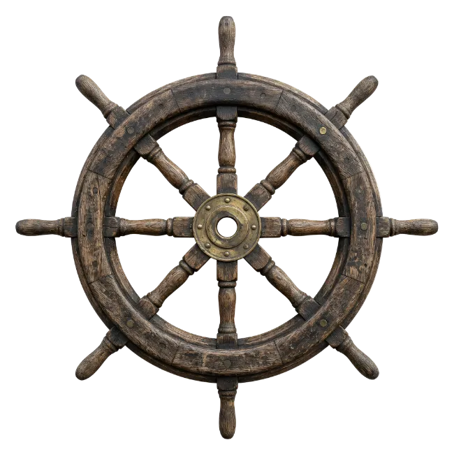 Vintage Wooden Ship Steering Wheel