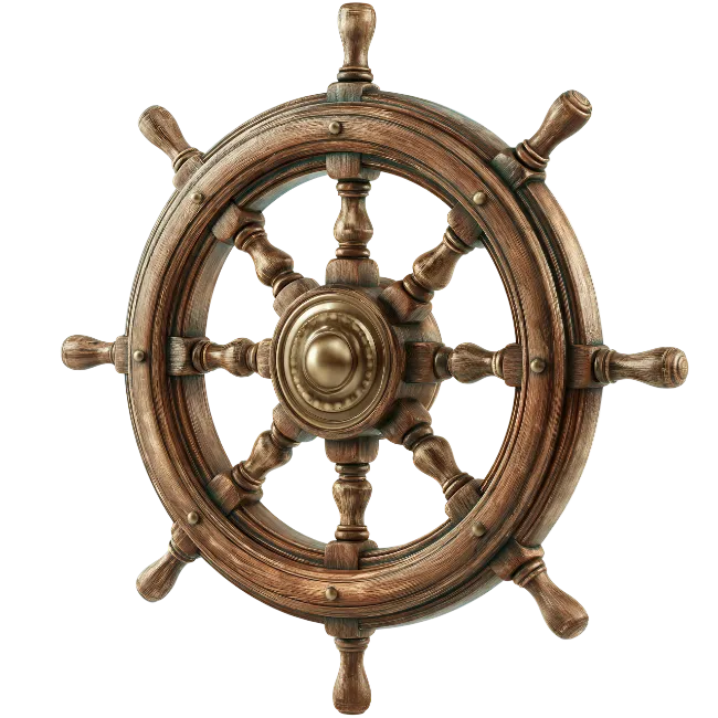 Vintage Wooden Ship Steering Wheel