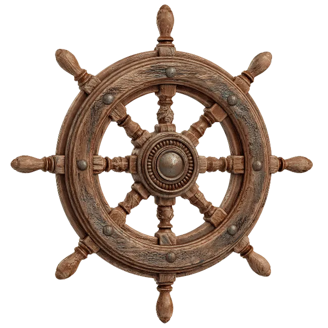 Vintage Wooden Ship Steering Wheel