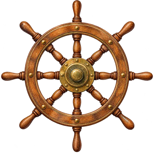 Vintage Wooden Ship Steering Wheel