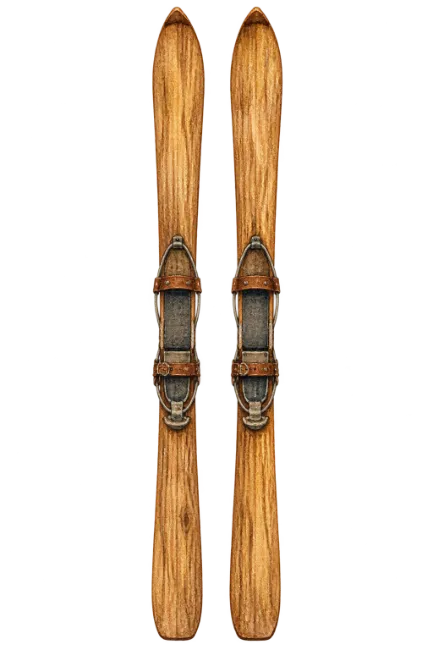 Vintage Wooden Skis Illustration