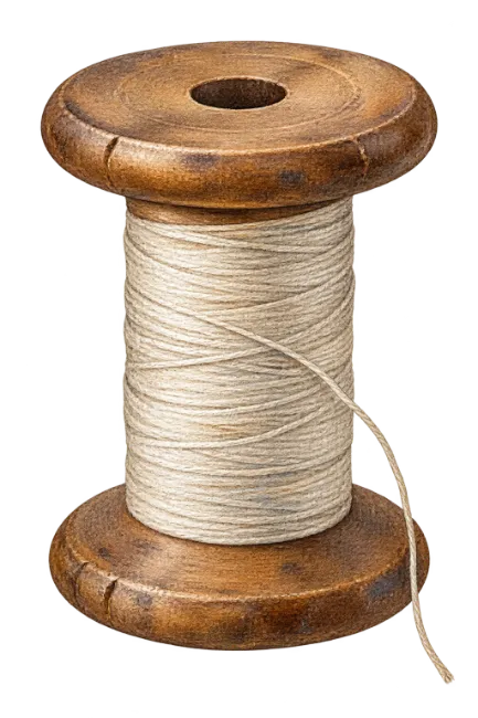 Vintage Wooden Spool with Beige Thread