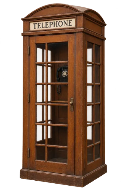 Vintage Wooden Telephone Booth with Rotary Phone