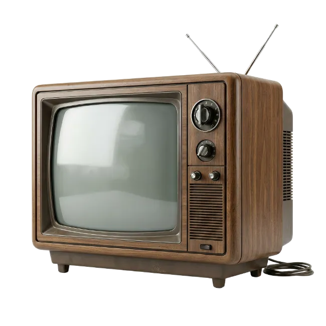 Vintage Wooden Television with Antennas