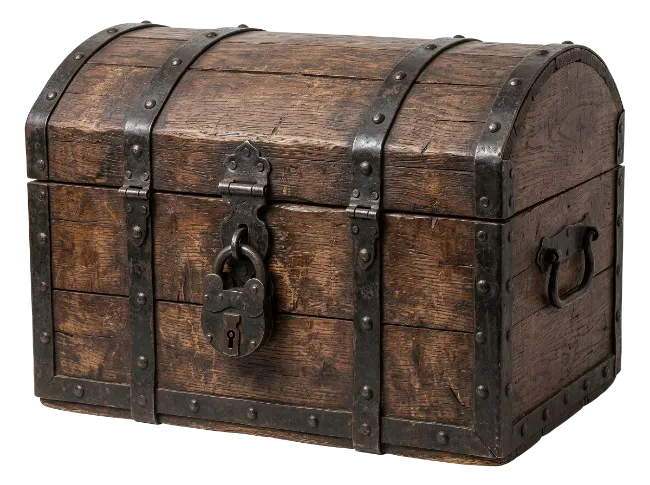 Vintage Wooden Treasure Chest with Lock