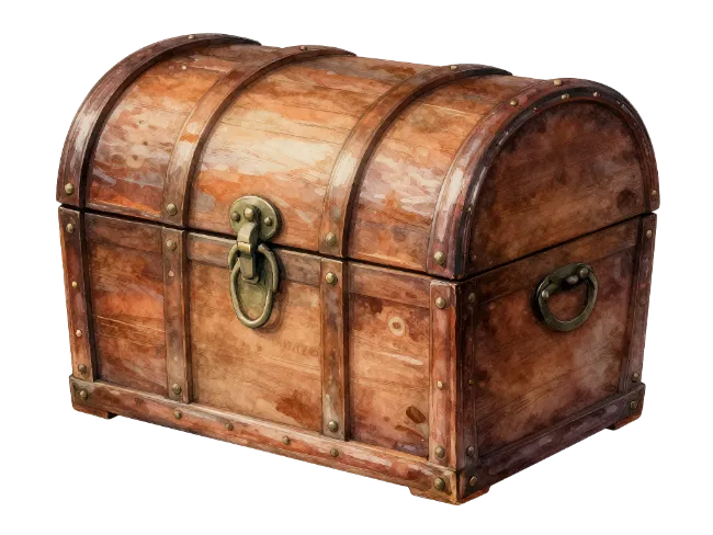 Vintage Wooden Treasure Chest with Metal Straps