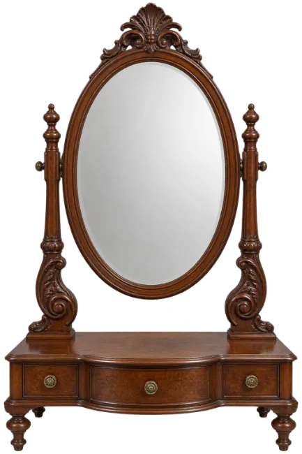 Vintage Wooden Vanity Mirror with Drawers