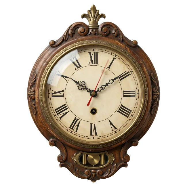 Vintage Wooden Wall Clock with Roman Numerals