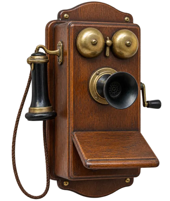 Vintage Wooden Wall Phone with Crank