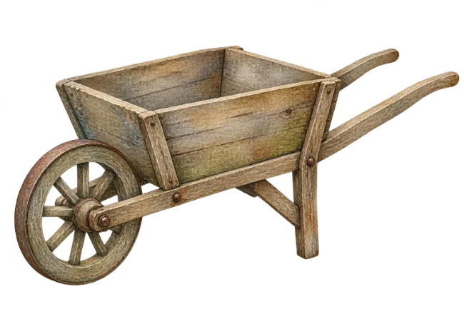 Vintage Wooden Wheelbarrow Illustration