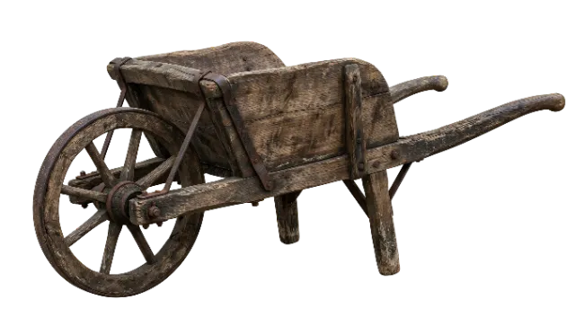 Vintage Wooden Wheelbarrow Isolated