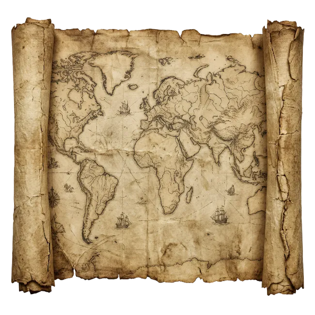 Vintage World Map Scroll