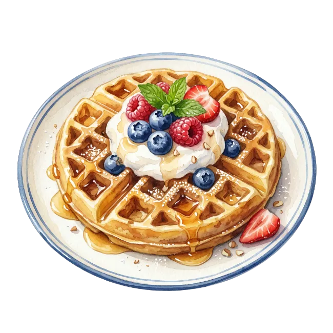 Waffles with Berries and Cream