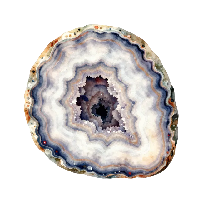 Watercolor Agate Slice Crystal Mineral