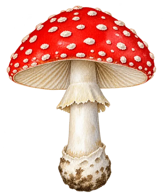 Watercolor Amanita Muscaria Mushroom Illustration