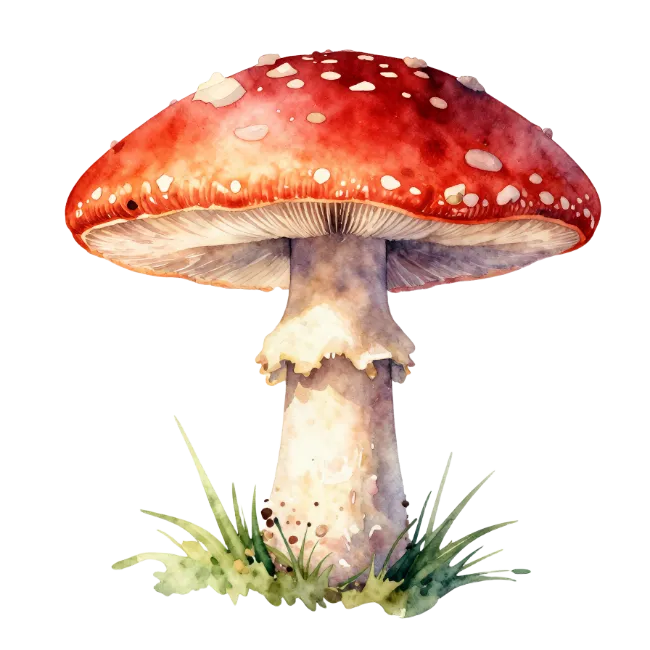 Watercolor Amanita Mushroom Illustration