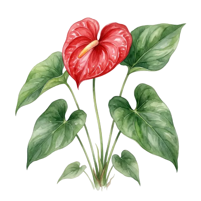 Watercolor Anthurium Flower Plant Illustration