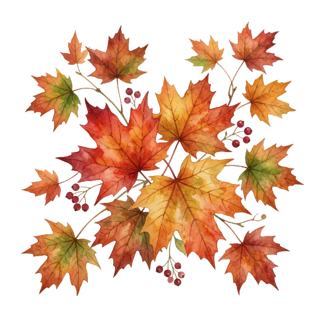 Watercolor Autumn Leaves Arrangement