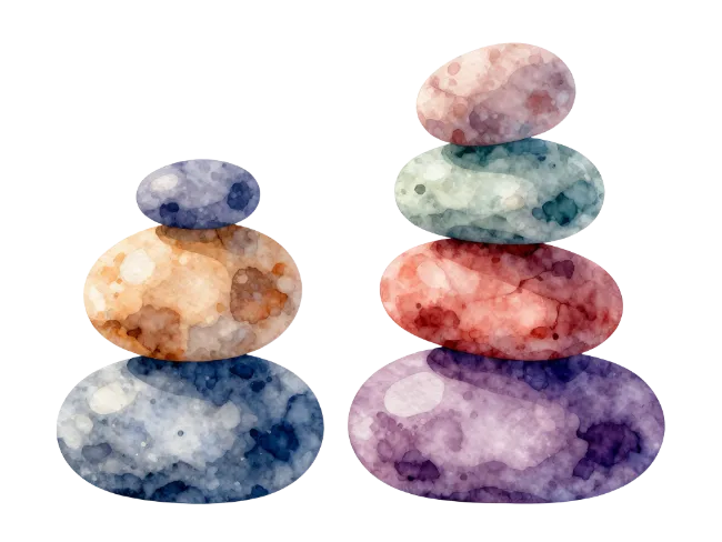 Watercolor Balanced Meditation Stones Stack