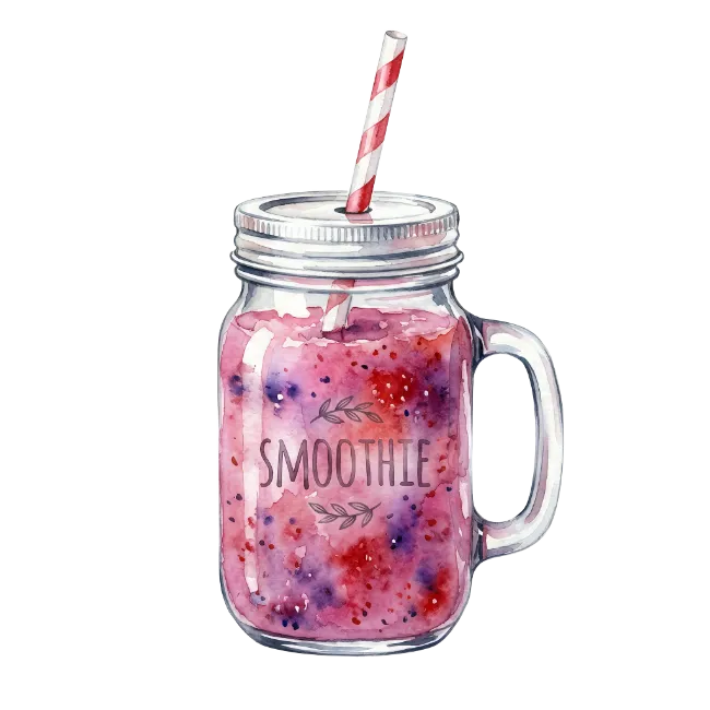 Watercolor Berry Smoothie Mason Jar