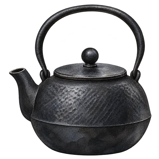 Watercolor Black Cast Iron Teapot Illustration