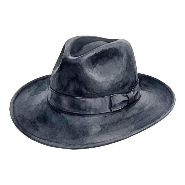 Watercolor Black Fedora Hat Illustration