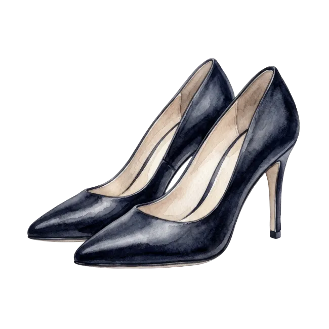 Watercolor Black High Heel Shoes
