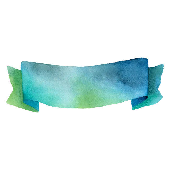 Watercolor Blue and Green Banner Ribbon