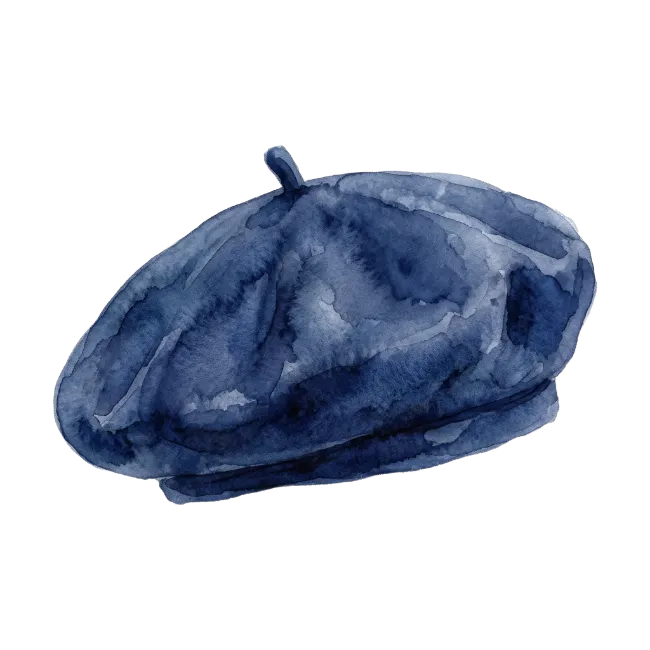 Watercolor Blue Beret Hat