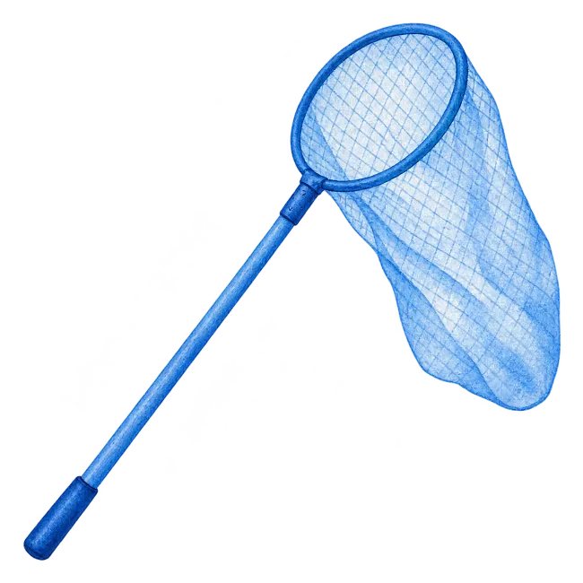 Watercolor Blue Butterfly Net Illustration