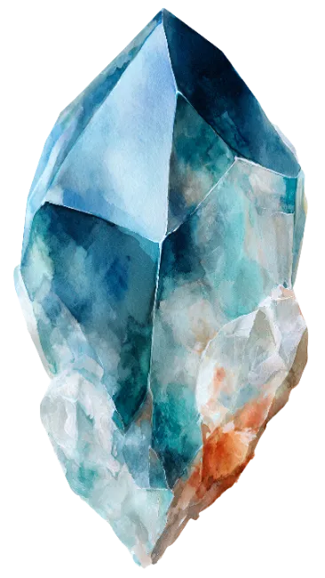 Watercolor Blue Crystal Gemstone Illustration