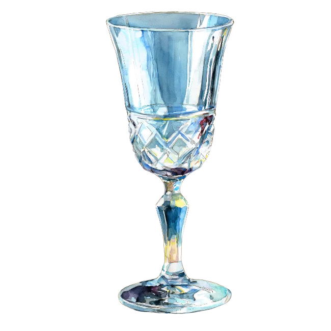 Watercolor Blue Crystal Wine Glass